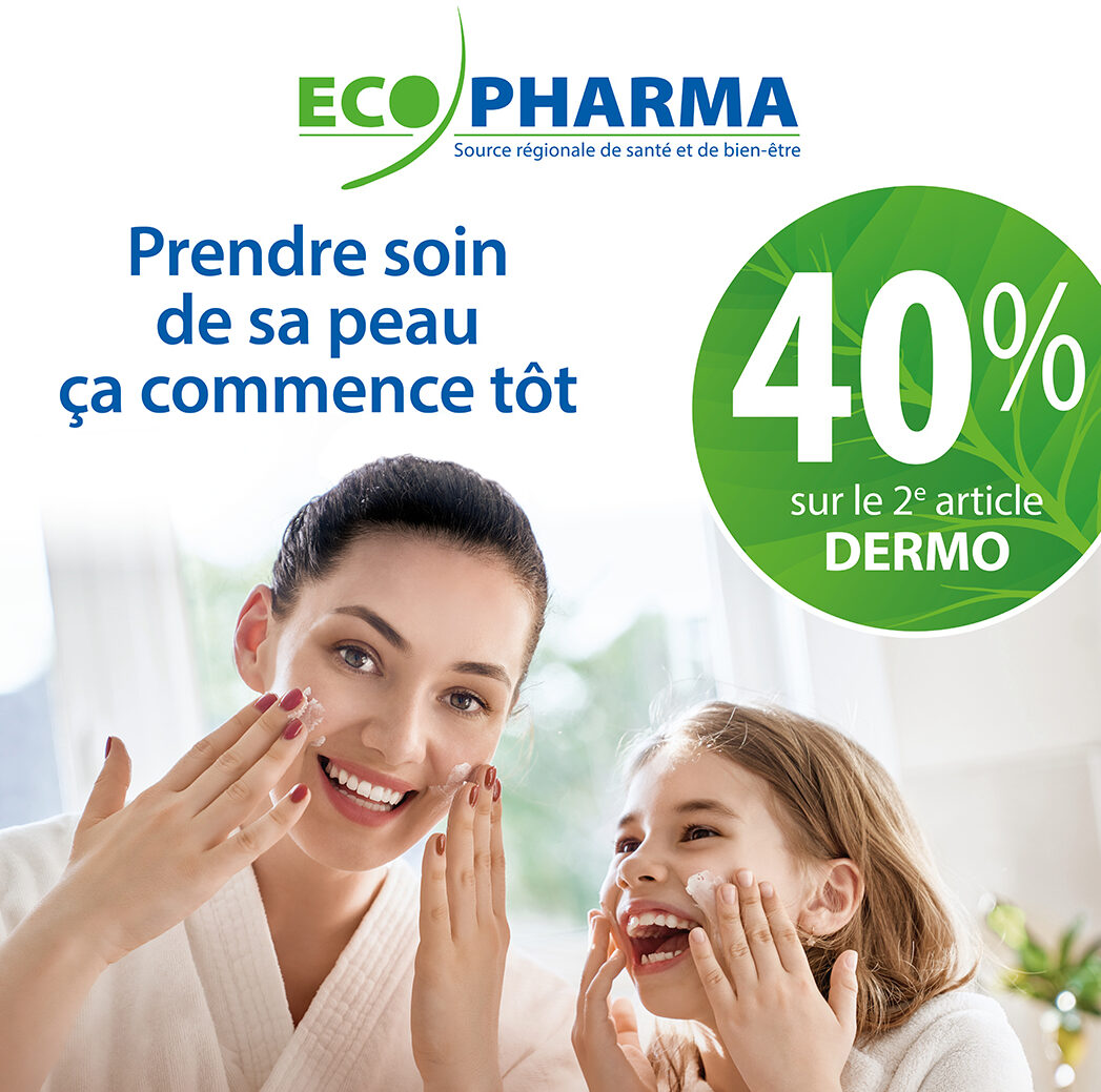 Prenez soin de votre peau pendant l’été avec ECOPHARMA et profitez de notre superbe offre -40% sur le 2ème article dermo et solaire !